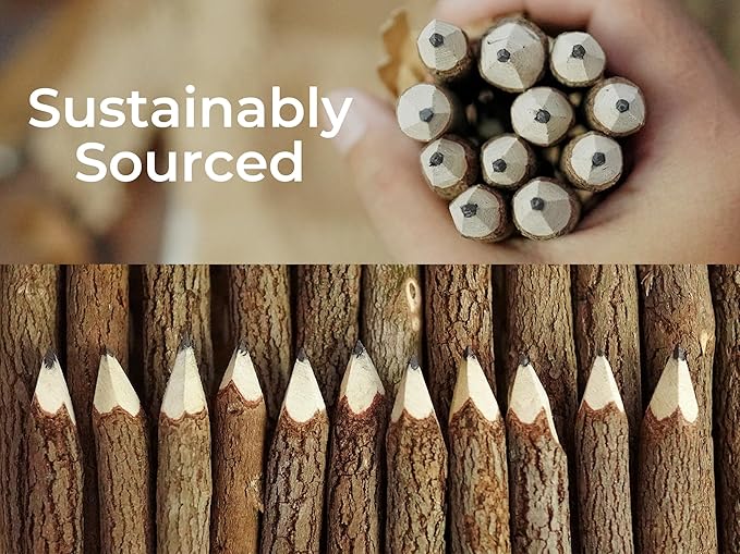 BSIRI Wooden Pencils Rustic Bark Twig Natural Wood Pencil 12 Pack 5 Inch - Image 7