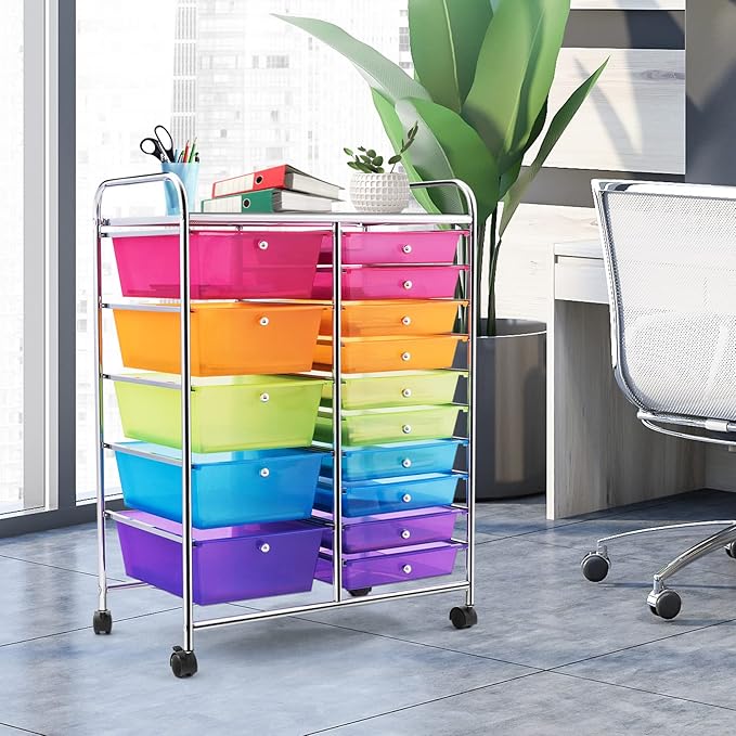 GLACER 15 Drawers Rolling Cart, Storage Cart - Image 9