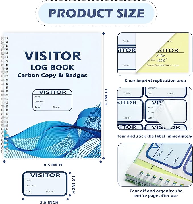 1 Pack of 150 Visitor Badges Registry Log - Image 2