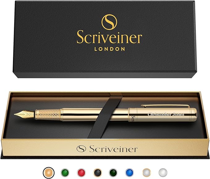 Scriveiner Personalized Gold Fountain Pen by Scriveiner
