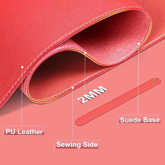 Leather Desk Pad Protector, 47.2'' x 23.6'', Suede Base Sewing Desk Blotter - Image 2