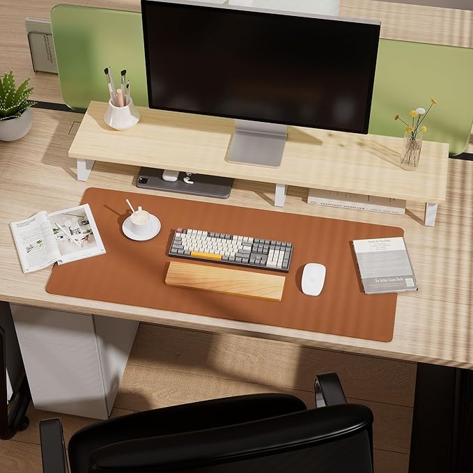 Aothia Double-Sided Desk Pad, Leather Desk Mat, Eco Cork Desk Pad Protector - Image 5