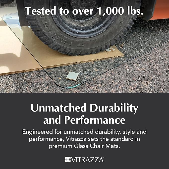 Vitrazza Glass Chair Mat 45” x 53” Superior ¼ Thick, Chiaro Standard Clear - Image 6