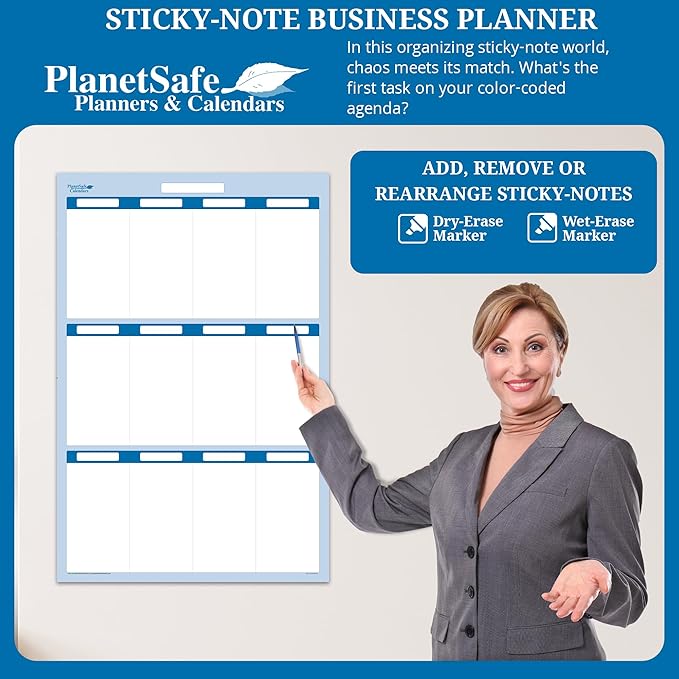 Sky Blue 12 Section Task, Objective and Goals Planning System Vertical 36" Tall - Image 3