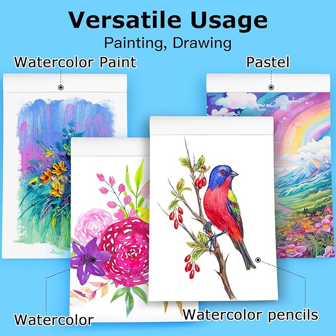 Hapikalor 2-Pack 9"x12"Watercolor Paper Pad, Bulk School Supplies - Image 5
