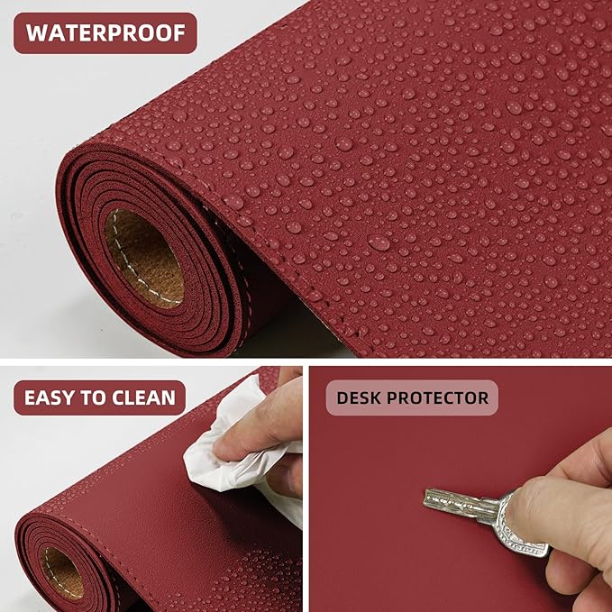 Desk Mat 35" x 17" Leather Desk Pad Protector - Image 6