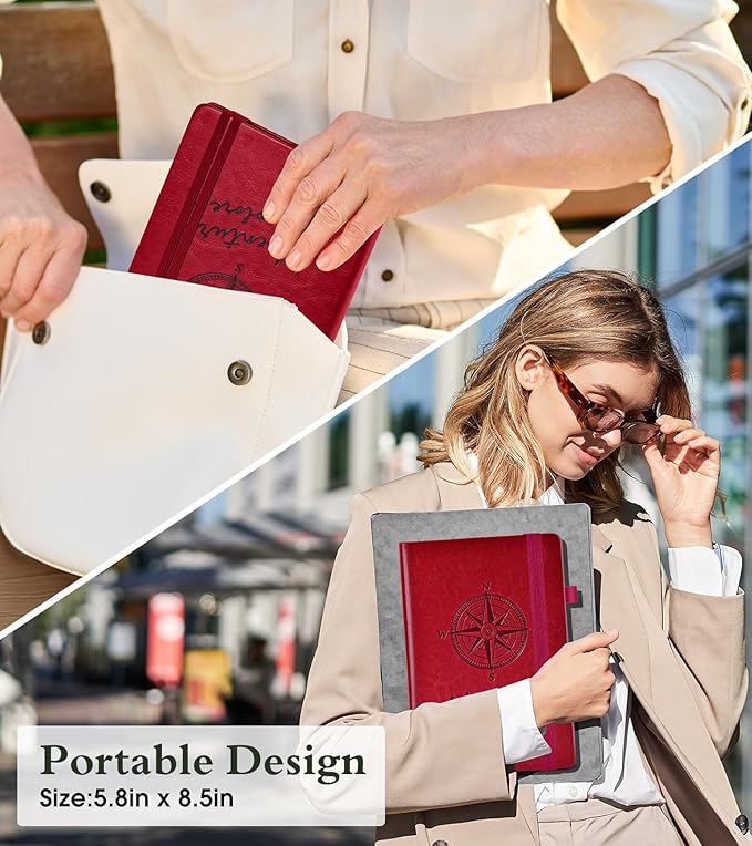 PAIBAS Lined Journal Notebook for Women Men, 160 Pages, A5 Hardcover Vintage - Image 7