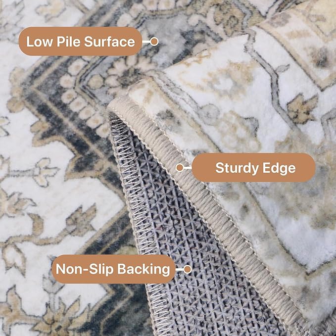 GENIMO 2x5 Runner Rugs for Hallway, Machine Washable Non Slip Vintage Retro Rugs - Image 5