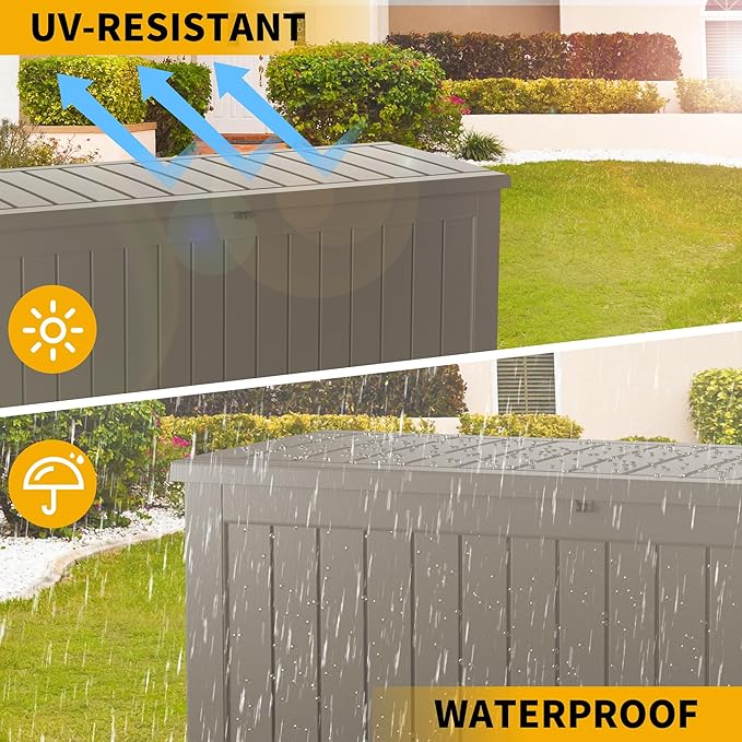Decksplore Outdoor Storage Box Waterproof, 200 Gallon Lockable Resin Large Deck - Image 3