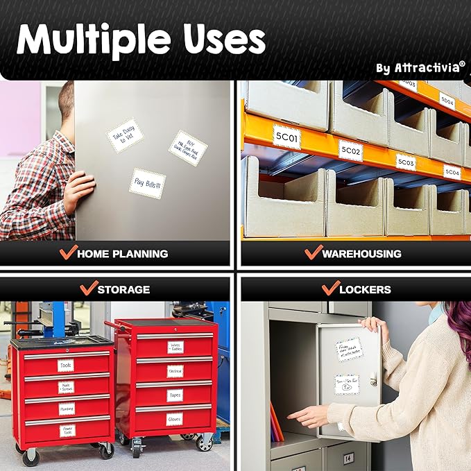 Attractivia Dry Erase Magnetic Labels 3.7 x 2.8 in, Pattern Borders, Medium Dry - Image 4
