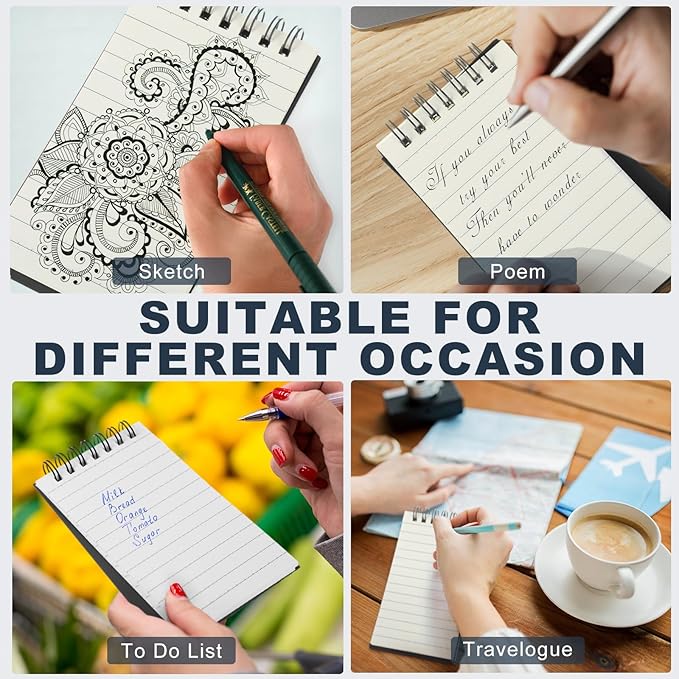 Tenceur 2 Pcs Pocket Notebook Bulk Small 3x5 Inch Spiral Notepads Mini Top - Image 6