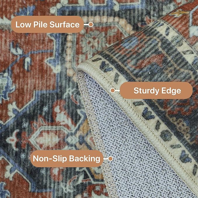 GENIMO 2'6''x8 Runner Rugs for Hallway, Machine Washable Non Slip Vintage Rugs - Image 5