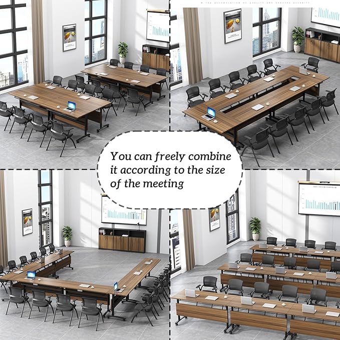 Foldable Conference Table Mobile Meeting Table, Large Modular Conference Room - Image 9