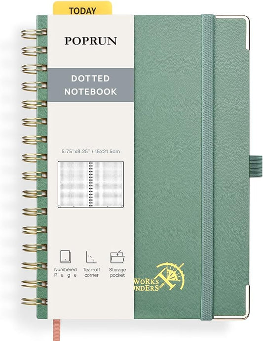 POPRUN Spiral Dotted Journal Notebook, by POPRUN