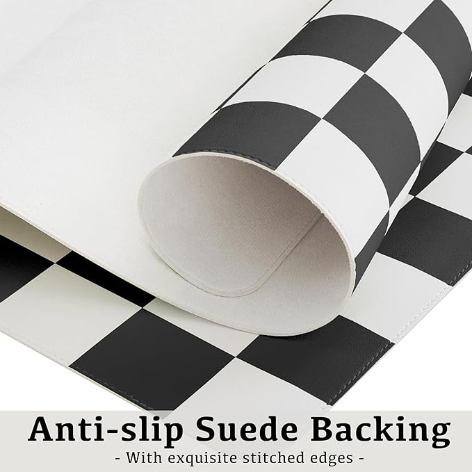 Ohocut Checkered Desk Mat, 31.5" x 15.7" Large Cute Black White Aesthetic Retro - Image 6