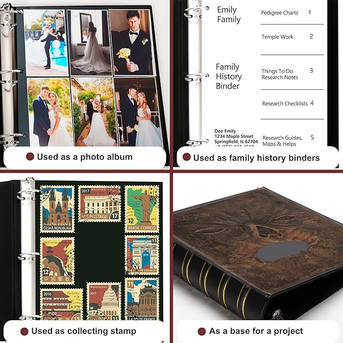 LETVPVOW Vintage Hardback 3 Ring Binder 3 Inch, Professional Leather Binder 3 - Image 4
