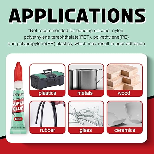 Super Glue Gel Clear for Wood Plastic Metal, Instant Superglue All Purpose - Image 2
