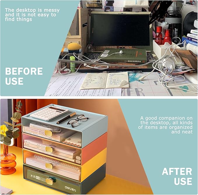 DETEIN 2PACK Stackable Drawer for Desk 6.5"x9"x3" Desktop Storage Organizer - Image 6