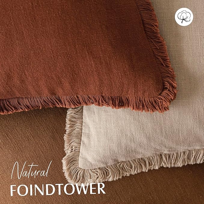 Foindtower Set of 2 Decorative Linen Fringe Lumbar Throw Pillow Covers - Image 4