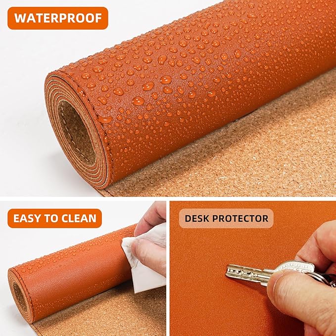 AFIING Leather Desk pad Protector, Large Desk mat - Image 3