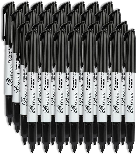 Buecs Permanent Markers, Fine Point, Waterproof & Smear Proof Markers, Quick by Buecs