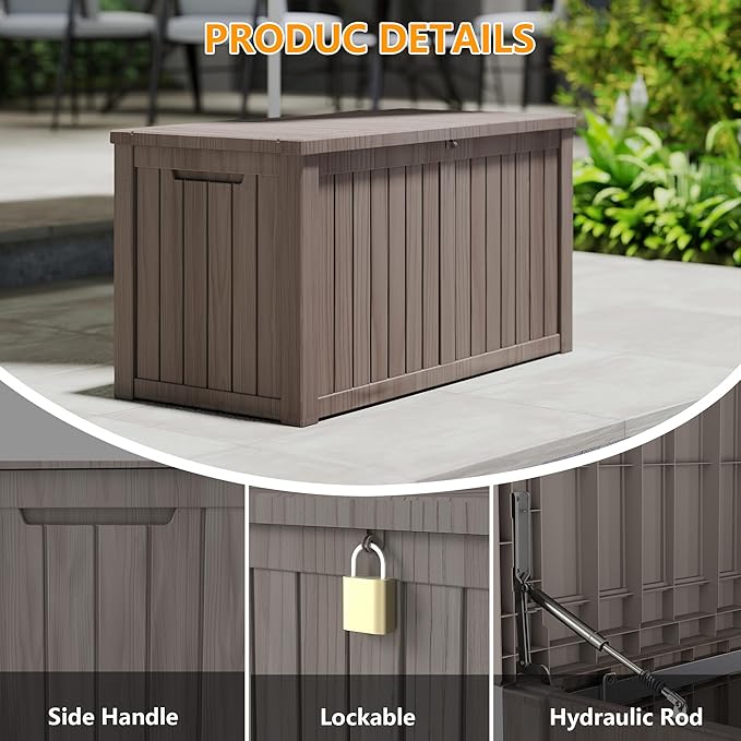 Yardgrace 150 Gallon Outdoor Storage Box Waterproof, Resin Deck Boxes - Image 3