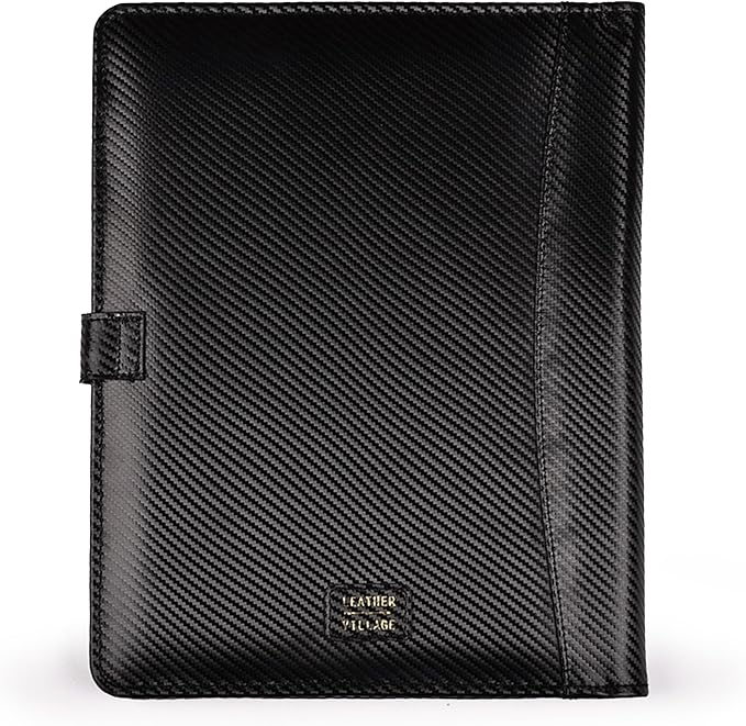 LEATHER VILLAGE Portfolio Professional Organizer– Carbon Fiber Genuine Leather - Image 5