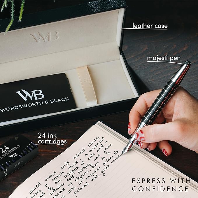 Wordsworth & Black Majesti Fountain Pen-, Luxury Case, Chrome Finish; Extra - Image 3