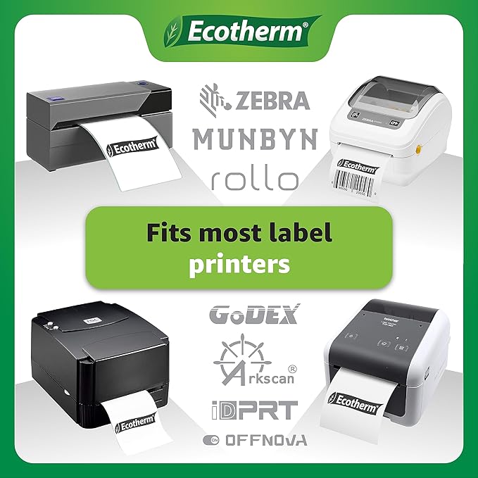 4" x 2.5" Thermal Labels | 4 Rolls | 2400 Labels | fits Zebra, Offnova Thermal - Image 4