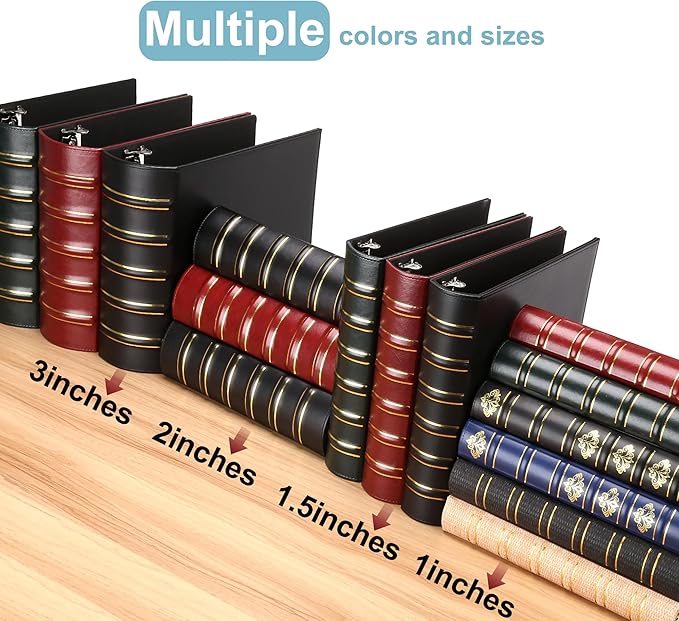LETVPVOW Vintage Hardback 3 Ring Binder 2 Inch, Professional Leather Binder 3 - Image 4
