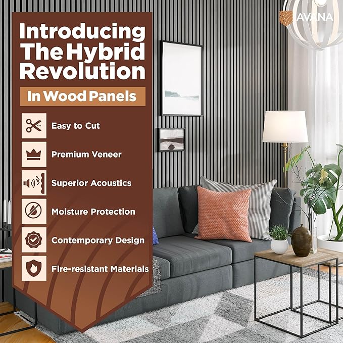 Avana Acoustic Wood Wall Panels – 94.4 x 12.6 Inch Gray Oak Acoustic Panels 4 - Image 2