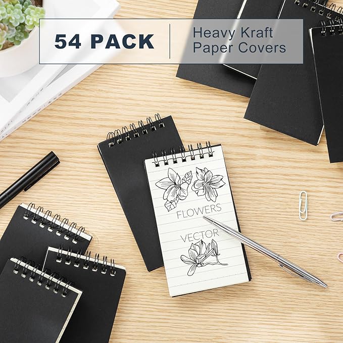 Tenceur 54 Pcs Pocket Notebook Bulk Small 3x5 Inch Spiral Notepads Mini Top - Image 3