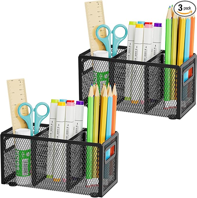 Marbrasse 2P Mesh Pen Holder for Desk, Pencil Holder Desk Organizer 3 by Marbrasse