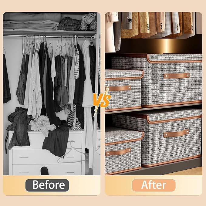 Tuza 2 Pack Storage Bins with Lids, Collapsible Closet Organizer Container - Image 5