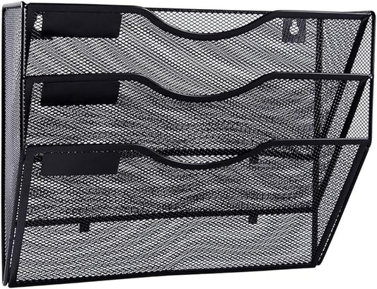 EASEPRES 3 Pocket Mesh Hanging Wall File Organizer, Wall Mounted Mail Paper by EASEPRES