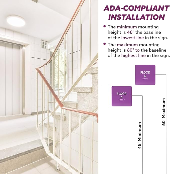 Clean Grey ADA Floor 6 Sign - Image 4