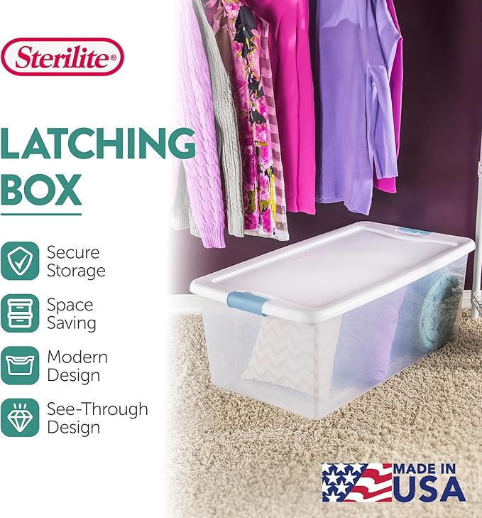 Sterilite 12-Pack Latching Box, Under Bed Storage Bins - Image 3