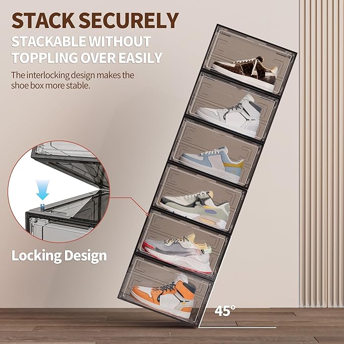 TOFWOF 8 Pack XX Large Shoe Organizer, Heavy-Duty Hard Thicken Plastic Clear - Image 3