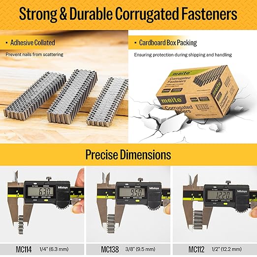 meite Corrugated Fasteners MC112 25 Gauge 1-Inch Crown 1/2-Inch Length Staples - Image 4