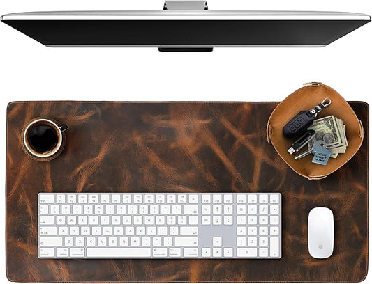 Leather Desk Pad Real Leather Desk Mat Desk Cover Desk Blotter Desk Protector by Elizo