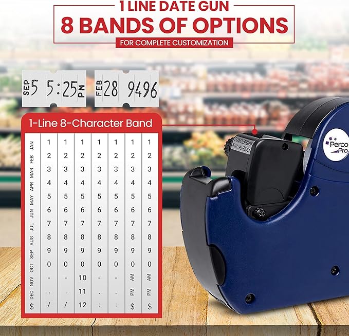 Perco Pro 1 Line Date Label Gun Kit, Includes 8 Digits Date Gun Labeler - Image 3