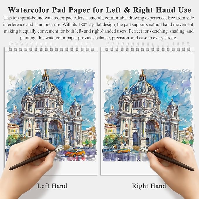 Fuxi 8x10 Watercolor Paper, 140lb Cold Press Watercolor Spiral Notebook - Image 5