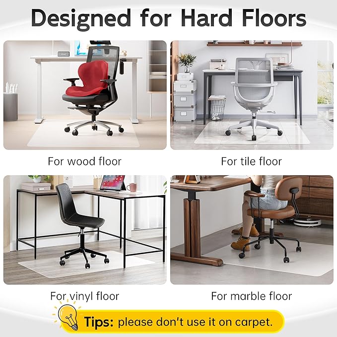 HOMEK Office Chair Mat for Hardwood Floor, 48” x 40” Crystal Clear Hard Floor - Image 5
