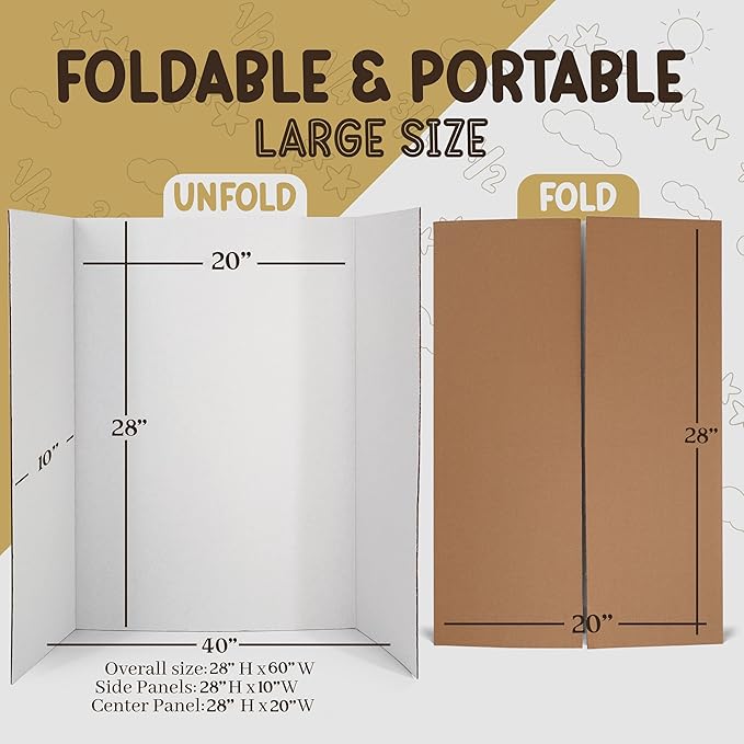 White Tri-Fold Presentation Board 28" X 40" Corrugated Tabletop Display - Image 7