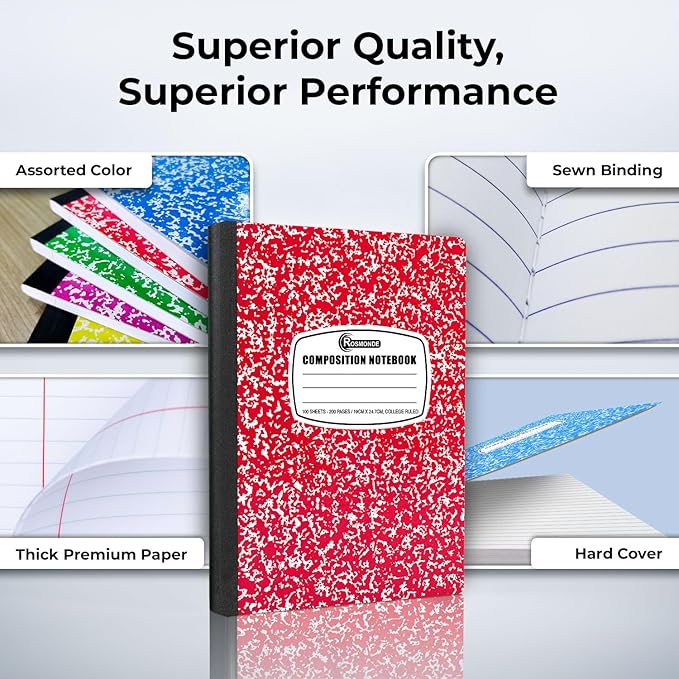 Rosmonde 50 Pack Bulk Composition Notebooks College Ruled, 200 Pages, 9-3/4 x - Image 2