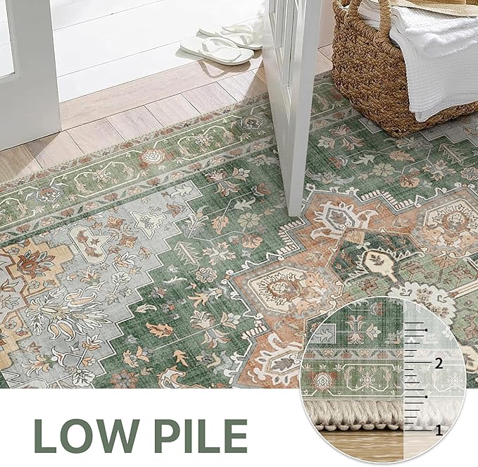 GENIMO 7x10 Area Rugs for Living Room, Machine Washable Non Slip Vintage Rugs - Image 4