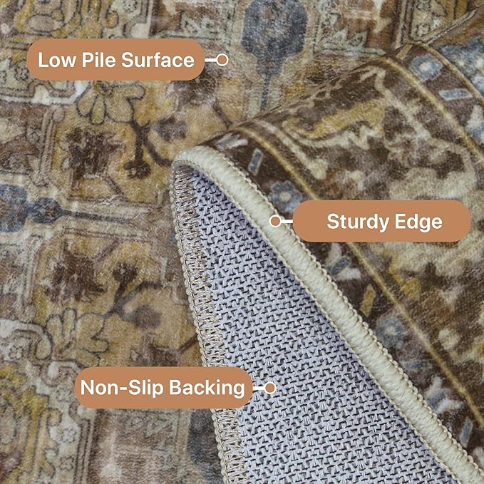 GENIMO 6x9 Area Rugs for Living Room, Machine Washable Non Slip Vintage Rugs - Image 6