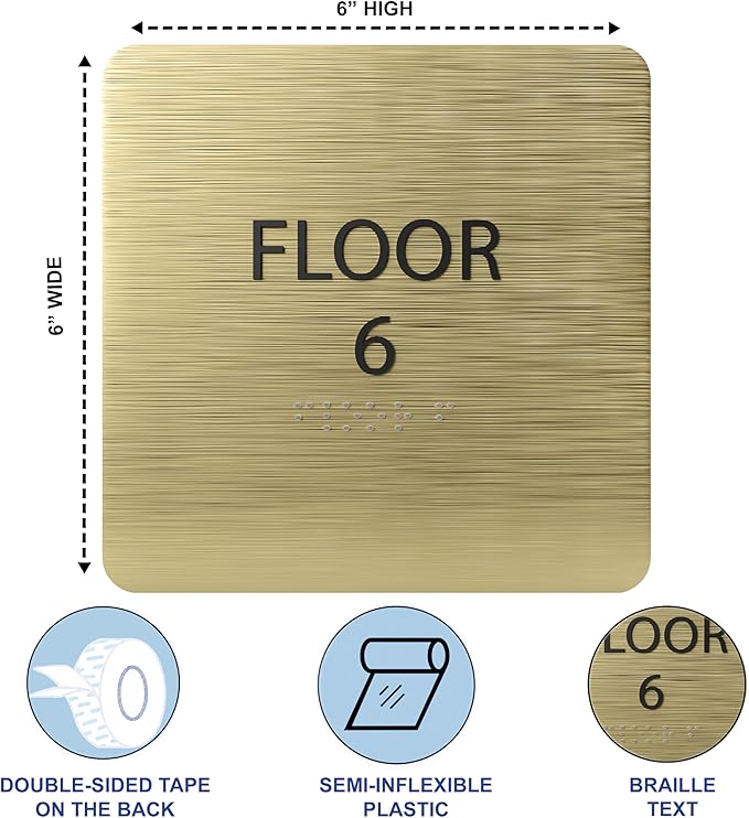 Black ADA Floor 6 Sign with Braille – Made from Durable Acrylic and Ready to - Image 3
