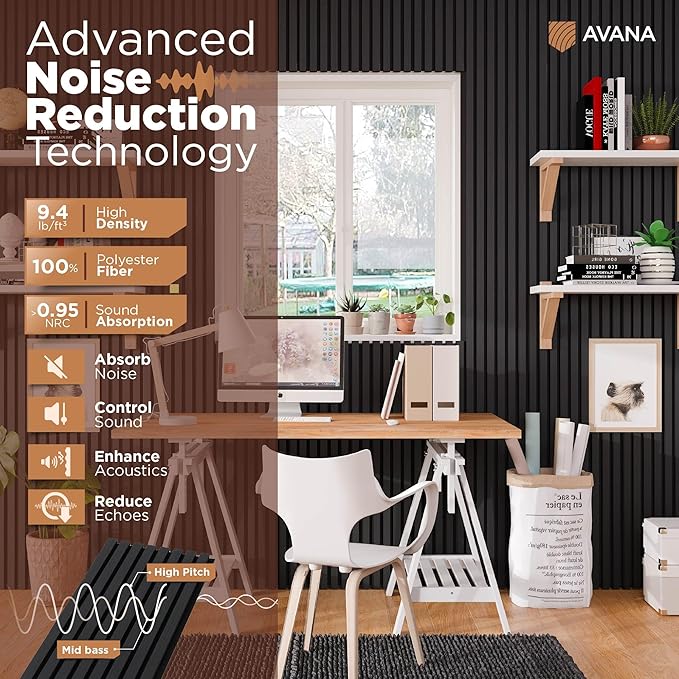 Avana Acoustic Wood Wall Panels – 94.4 x 12.6 Inch Black Oak Acoustic Panels 4 - Image 5