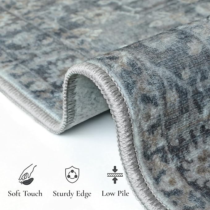 GENIMO Runner Rug 2'6''x6 Non Slip Machine Washable Vintage Hallway Runner Rug - Image 7